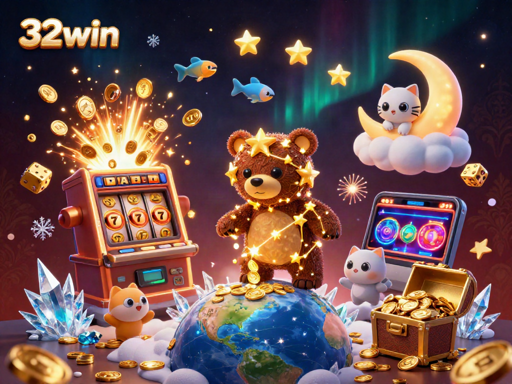 Spin the reels with 32win as the constellation bear gathers coins from a winning jackpot.