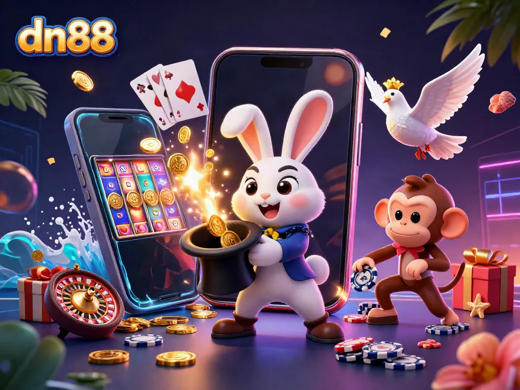 Win big with dn88 at the online casino featuring vibrant characters and dynamic gaming elements.