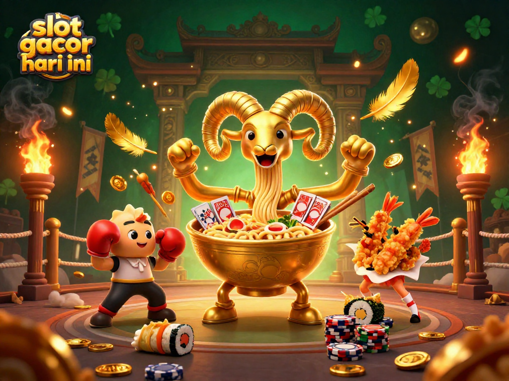 Win big at slot gacor hari ini with thrilling cartoon characters in a lively casino scene.