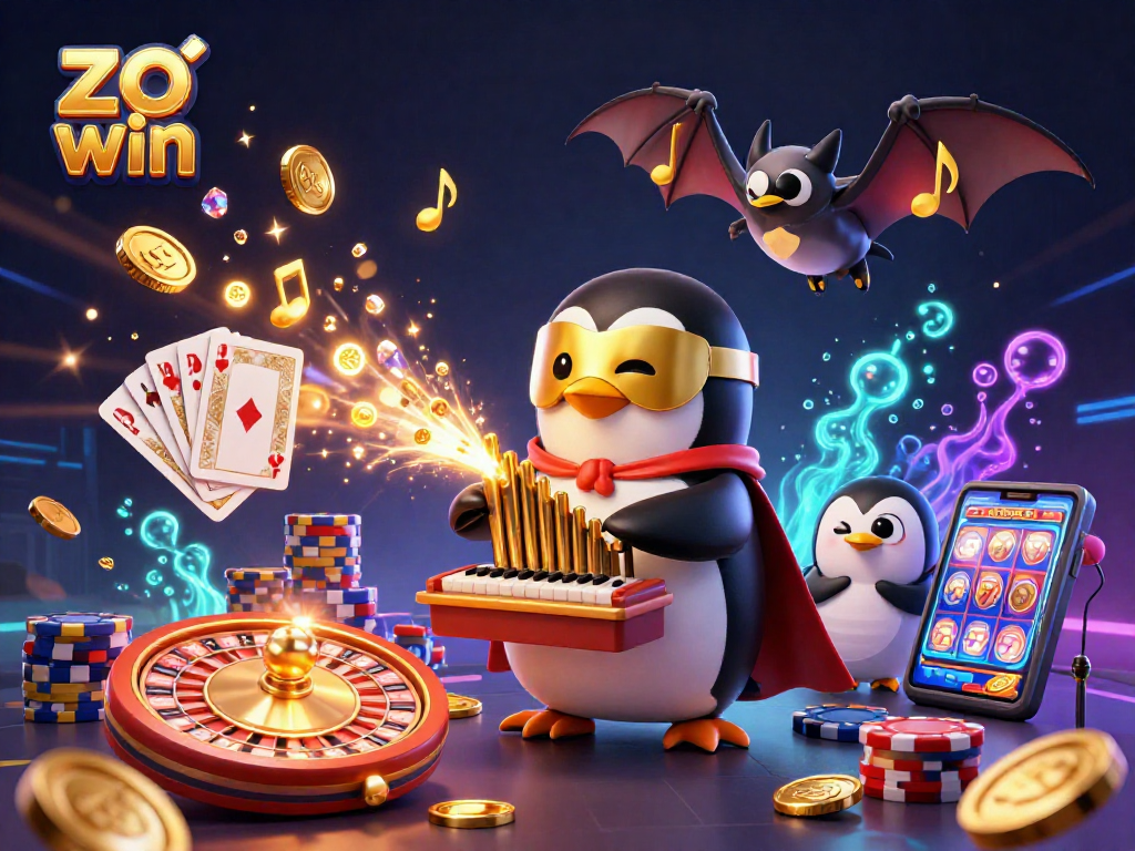 Experience the thrill of gaming at zo win with a lively casino scene filled with action and riches.
