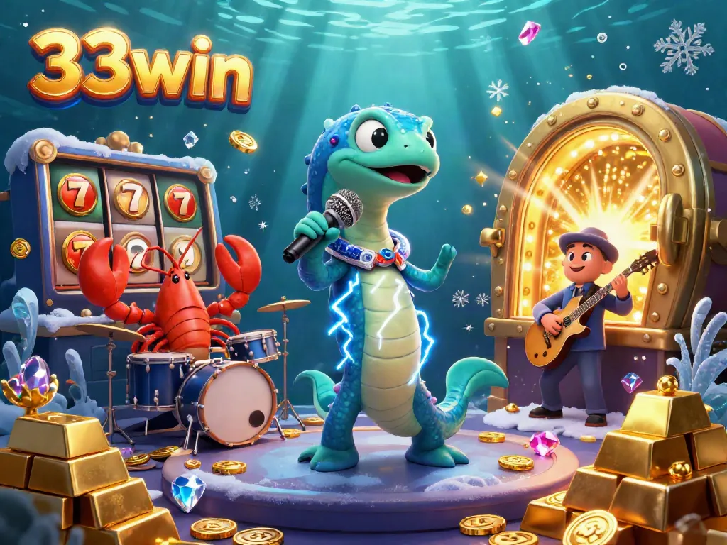 Experience the thrilling underwater casino atmosphere with 33win's vibrant eel DJ and dynamic band.