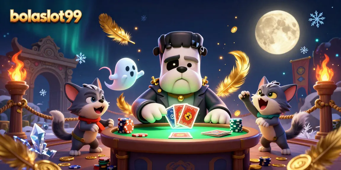Experience thrilling gameplay with bolaslot99 at a vibrant, spooky casino scene featuring unique characters.