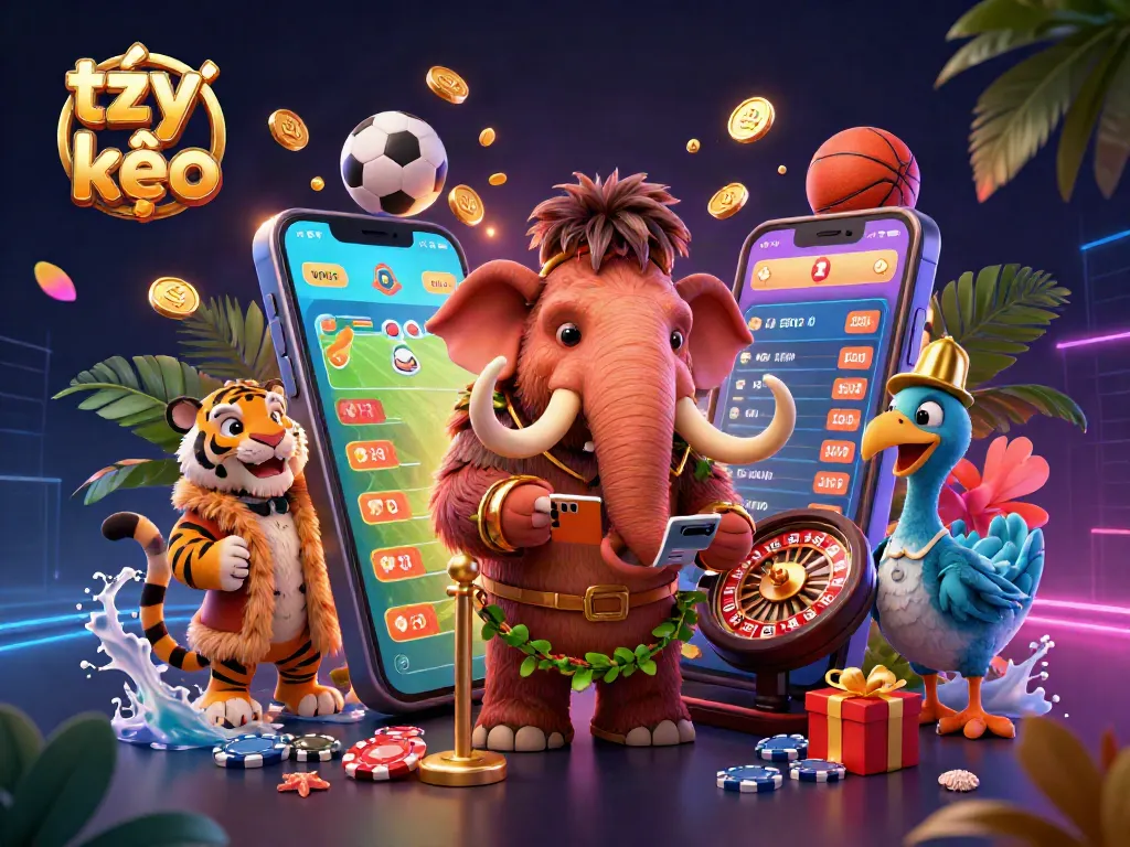 Experience tỷ lệ kèo sports betting insights with a vibrant casino scene featuring charismatic characters.