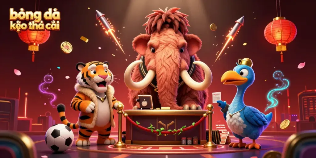 Engage with bóng đá kèo nhà cái in an exciting 3D scene featuring unique animal characters and dynamic sports elements.
