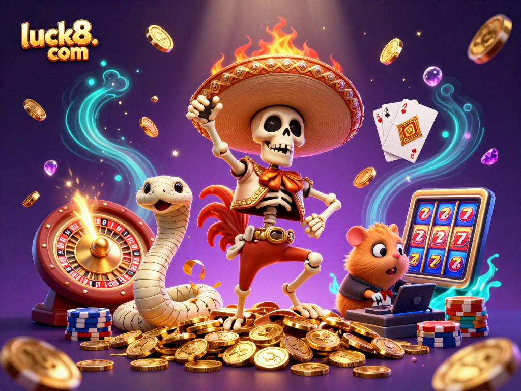 Experience vibrant gaming with luck8. com's colorful characters and rich casino elements.