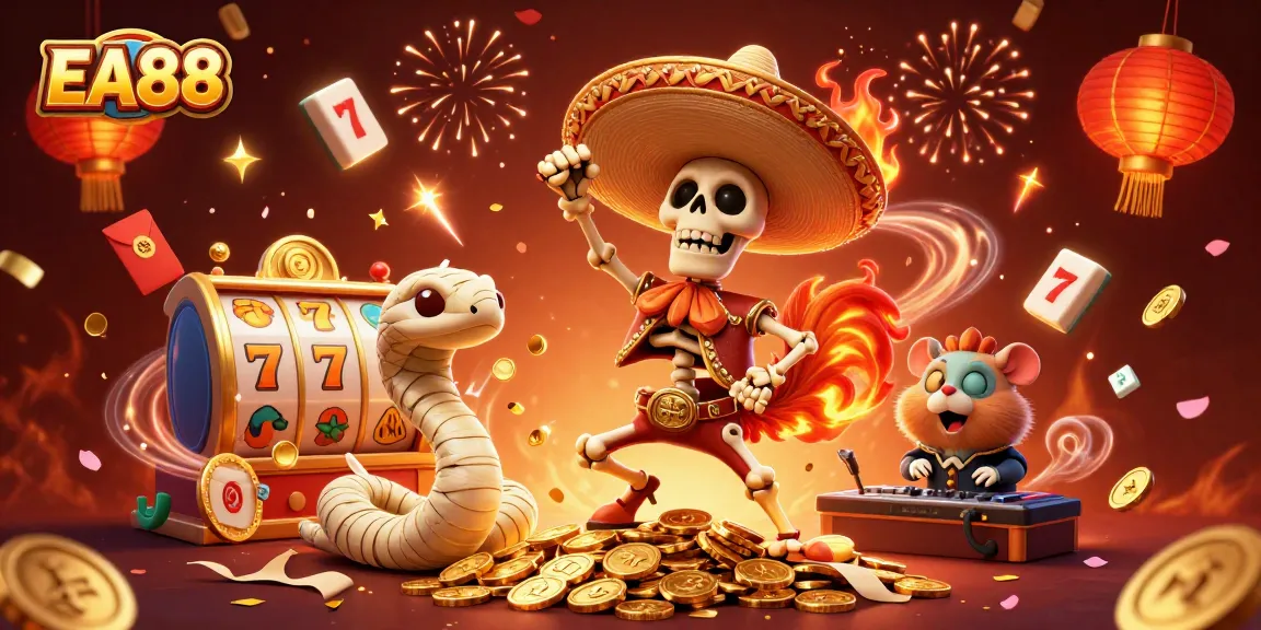 Celebrate with EA88's vibrant casino universe featuring exciting slot themes and lively game action